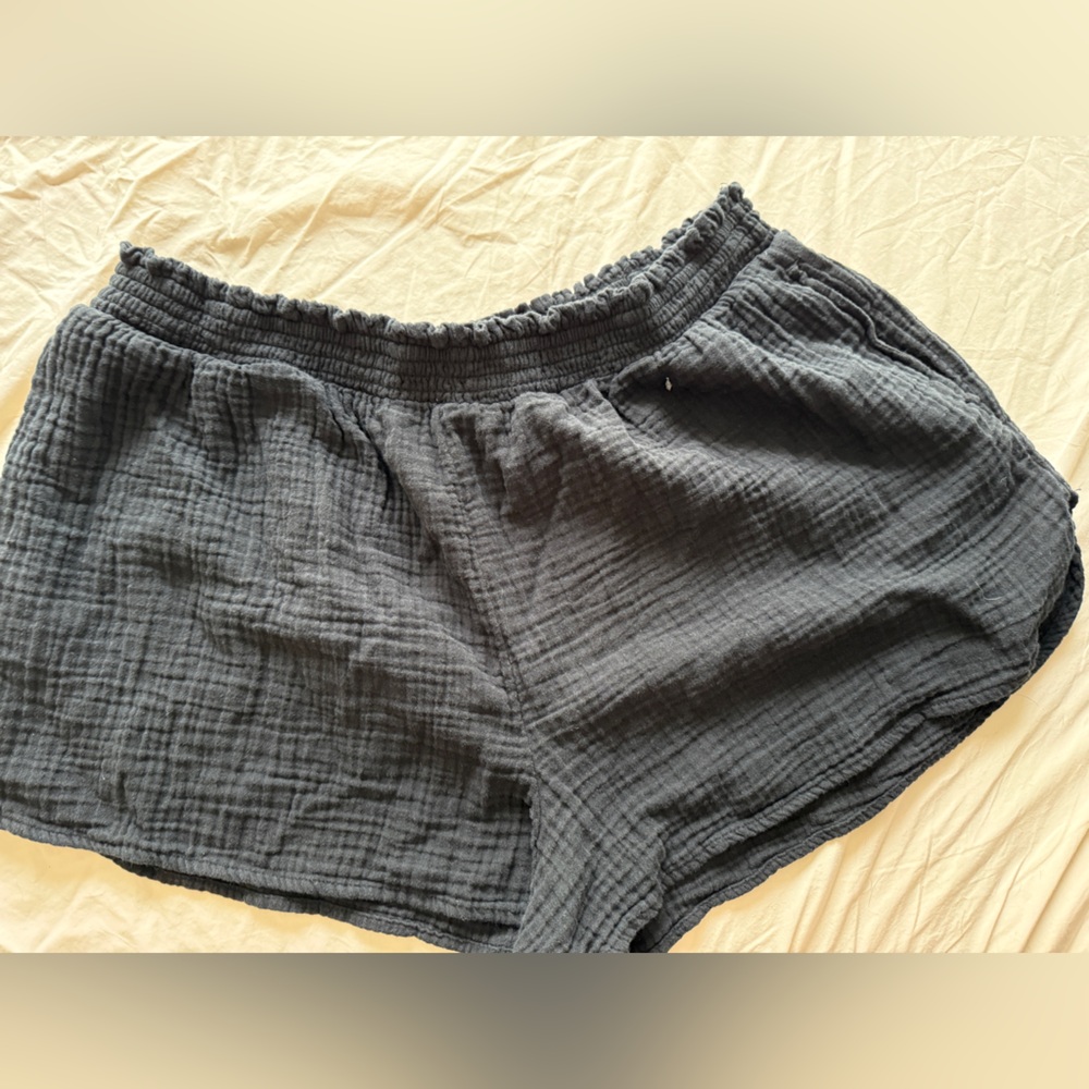 Aerie Black Linen Lounge Shorts